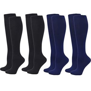 Zingso Compressiekousen voor dames en heren, 2/3/4/6 paar 20-25 mmHg kniekousen, compressiekousen voor sport, atletiek, oedeem, diabetes, spataderen, reizen, zwangerschap, verpleging, L/XL