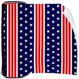 Potlood Case Pen Tas Houder met Rits Coin Organizer Tassen Make-up Cosmetische Pouch voor Vrouwen Tiener Meisjes Jongens Kinderen, Amerikaanse Sterren Blauw Rood Streep