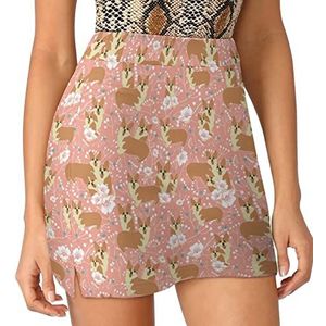 Mardi Gras met bloemen dames scorts hoge taille tennisrok gelaagde korte minirok culottes korts met zakken 2XL