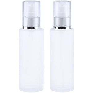 2 stuks lege glazen flessen hervulbare cosmetische make-up reislotioncontainers 100 ml - pomp