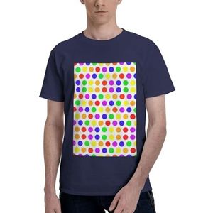CKGODGF Mooi katoenen T-shirt met stippenprint, casual en comfortabel korte mouwen, geschikt voor fitness en dagelijks gebruik, Donkerblauw, S