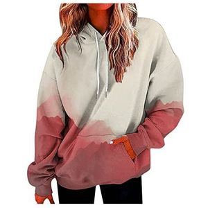 Hoodies For Women Gradual Color Women's Sweatshirt 3D Crew Neck Women's Hooded Sweatshirt Casual Sweatshirt With Pockets (Color : WT019, Size : M)