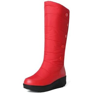 Winterschoenen Warme Damessnowboots Met Pluche, Platformlaarzen Met Halfhoge Kuit, Comfortabele Klassieke Instaplaarzen, Waterdichte Katoenen Donslaarzen for Buitengebruik (Color : Red, Size : 41 EU