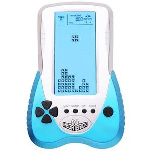 HLF Gameconsole, groot display, blauwe achtergrondverlichting kan op 23 games worden ingesteld, compatibel met lithiumbatterij en AAA-batterijen (blauw)