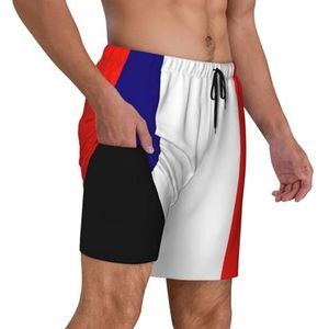 ERSDWRE Franse Vlag Print Beach Shorts Met Zakken Zwembroek Mannen Zwembroek Broek Badmode Voor Surfen Zwemmen, Zwart, S