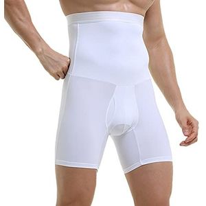 TELEWEE Mannen Buikcontrole Shorts Hoge Taille Ondergoed Afslanken Shapewear Body Shaper Been Boxer Slips…, Kleur: wit., XL