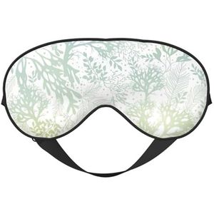 Groene Zee Blauw Zeewier Print Comfortabele Oogmasker Ademend Verstelbare Mannen Vrouwen Lichtgewicht Reizen Yoga Werk