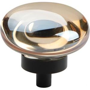 Diamanten kristallen handgreep, 2 stuks meubelladegrepen en knoppen, kastknoppen licht luxe kristal kledingkastdeur kastladegreep hand champagne(Round Champagne Black Base)
