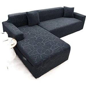 Fluwelen Stretch Sofa Cover for 1/2/3/4 Seat L-vormige sectionele bankhoezen Premium meubelbeschermer Antislip met elastische banden for huisdieren Honden(Color:Dark Gray,Size:3 Seater(190-230cm))