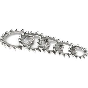 Ringen, vlakke ringen, Borgringen 100 stuks getande borgring pakking, M2.5 tot M12 304 roestvrij staal buitenvertanding(M2.5)