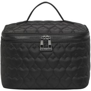 Generic Love Gewatteerde draagbare make-up tassen met rits en handvat reizen cosmetische tas huidverzorging borstel organizer zakjes voor vrouwen tiener meisjes moeder, Zwart, 240.00x150.00x150.00mm