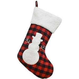 MAKOMAKI Kerstkous open haard decor geschenk leuke boom sneeuwvlok rood wit geruite sok laarzen woondecoratie (kaki)