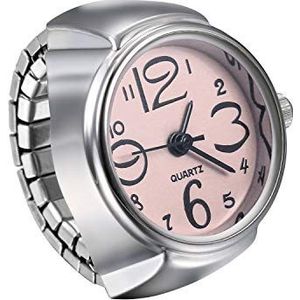 JewelryWe Mannen Vrouwen Vinger Horloge Creatieve Elastische Ronde Quartz Vinger Ring Horloges, roze, armband