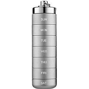 Tablettenhouder van aluminium, stapelbare aluminiumlegering, voor reizen, wandelen, 7 dagen pillendoos, draagbare pillendoos, 7 vakken, pillenhouder, waterdichte medicijn-organizer, pillenfles Cypreason