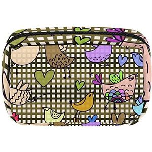 Kleurrijke Vogels Kiss Cosmetische Rits Pouch Make-up Tas Reizen Waterdichte Toiletry Zakken voor Vrouwen, Meerkleurig, 17.5x7x10.5cm/6.9x4.1x2.8in