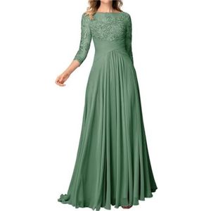 SAYNO Kant Applique Moeder van de Bruid Jurk voor Bruiloft Prom Jurken Plooien Cocktail Jurken Plus Size, Pastel Groen, 32