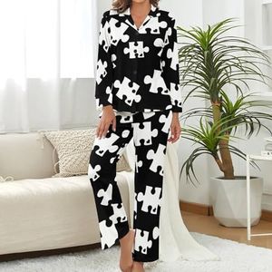 Autisme Bewustzijn Puzzel Stuk Dames Pyjama Set Gedrukt Pj Set Nachtkleding Pyjama Loungewear Sets S