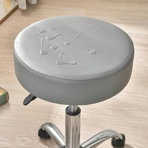 PU-leer ronde stoelhoes waterdicht stofdicht stoelhoezen barkruk hoes thuis restaurant stoelbeschermer voor hotel banket-grijs-1pc