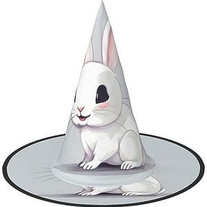 ZISHAK Leuke witte konijn Halloween heksenhoed voor vrouwen,ultieme feesthoed voor beste Halloween-kostuumensemble