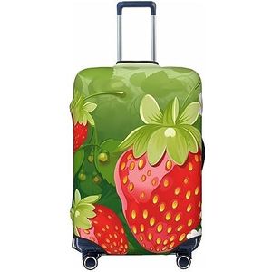 AdaNti Aardbei en bloem print Reizen Bagage Cover Elastische Wasbare Koffer Cover Bagage Protector Voor 18-32 Inch Bagage, Zwart, M