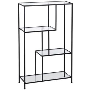 BigBuy Home Rek zwart glas ijzer 65 x 25 x 110 cm