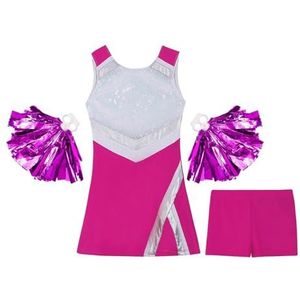Cheerleader-Uniformen Cheerleader-Kostuums Cosplay voor Meisjes voor Kinderen Cheerleader-Uniformen Sportjurk + Bloemenballen Set voor Competitie Danskleding (Kleur: Roze