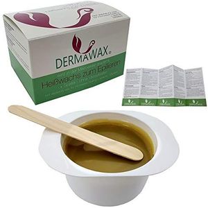 Dermawax 300 g natuurlijke honingwas, hete was, magnetronwas om te epileren uit de magnetron, verwarmd gebruik zonder wasstrips voor ontharing, Brazilian waxing, volledig lichaam waxen
