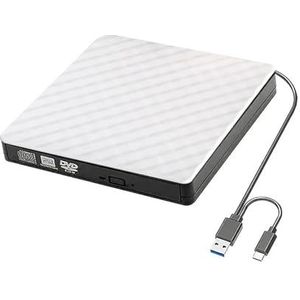 Slanke Externe DVD RW CD-brander USB 3.0-brander, Lezer En Speler Met Hoge Snelheid For Gegevensoverdracht(White)