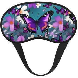 Paarse vlinder en bloemenprint, uniseks, verduisterend slaapmasker, comfortabel oogmasker voor reizen, meditatie, slaap, reizen