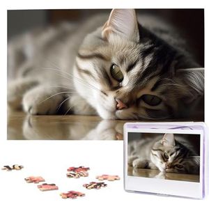 1000 stukjes puzzel voor volwassenen uitdagende puzzel voor spel nachten geschenken gepersonaliseerde foto puzzel slapende kat aangepaste houten puzzel voor familie, afgewerkte grootte 74,9 cm x 50 cm