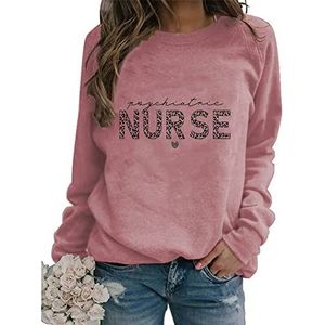 Psychiatric Nurse Sweatshirt Registered Nurse RN Sweatshirts Women Leopard Graphic Nursing Life Pullover Tops