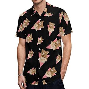 Roze Luipaard Heren Hawaiiaanse Shirts Korte Mouw Casual Shirt Button Down Vakantie Strand Shirts 4XL