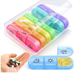 Pill dispenser Weekly Pill Organizer, 3-Times-A-Day 7 Day Pill Box Large Compartments, For Traveling, Moisture Proof Daily Pill Storage
