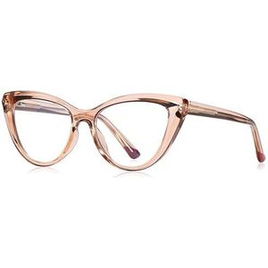 kachawoo Blauw licht blokkerende glazen voor vrouwen Cat Eye glazen montuur TR90 montuur bril mode, Lichtbruin frame, 53-17-143 mm