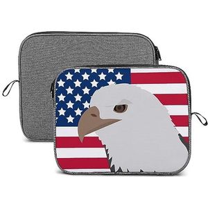 Eagle on The American Flag Laptop Sleeve Case Beschermende Notebook Draagtas Reizen Aktetas 14 inch