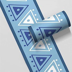 Zelfgeplakte achtergrond, Zelfklevende behangrand 10 cm x 5 m, veelkleurig(Blue Triangle)