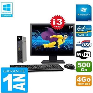 Lenovo Ultra Mini PC M73 USFF Tiny Core i3-4130 4 GB 500 GB WiFi W7 display 19 inch (gereviseerd)