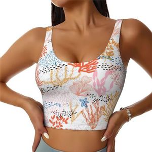 Koraalrif Print Comfortabele Vrouwen Sport Vest Yoga Workout Vest voor Vrouwen Lichtgewicht Zomer, Zwart, S