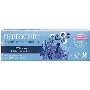 (2 stuks) natracare biologisch katoenen tampons Super Plus, niet-applicator | 2 x 20 Count (40 Tampons)