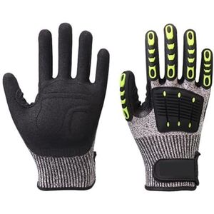 Snijbestendige Handschoenen Anti-impact Trillingsolie TPR Veiligheid Werkhandschoenen Anti-snijbestendig Schokmechaniek Schokbestendig (Color : 3 pairs, Size : XXL)