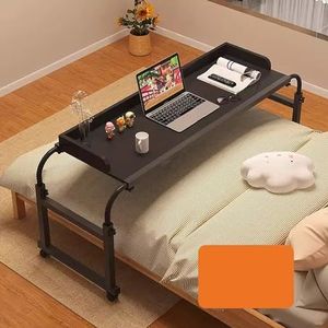 Bedtafels Bovenbedtafels, 115-210cm Verstelbare Mobiele Laptop Studiebureau voor Werken Dineren Lezen Schrijven Draagbaar Handig Lezen Schrijfbureau voor Twin/Full/Queen/Kingsize Bedframe(Color:Zwart)