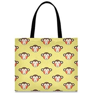 Aap gele kunst herbruikbare boodschappentas boodschappentas opvouwbare tas draagbare opslag schoudertassen handtassen voor reizen vrouwen meisjes