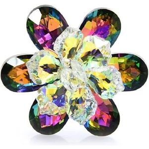 Sprankelende glazen bloembroche vrouwelijk 14 kleuren schoonheidskantoor brochespeld Jaarcadeau (Color : B-green)