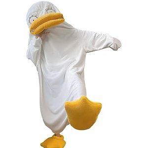 SOYDAN Eend onesie, flanellen eendenkostuum, pluche dierenkostuum, uniseks, dierenkostuum, Halloween-kostuums voor vrouwen, tieners en mannen, cosplay