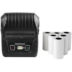 printer, 58mm Bluetooth-bonprinter Draadloze USB-poort Bonprinter POS Draagbare Impresora(Black add 6Rolls)