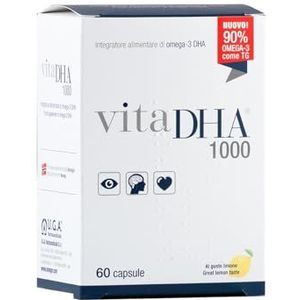 VitaDHA 1000 – Omega 3 DHA-supplementen – waardevol tijdens zwangerschap en borstvoeding – bondgenoot voor de gezondheid van hersenen, hart en gezichtsvermogen – 60 capsules