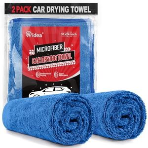 AIDEA Microvezel handdoeken voor auto's-2PK, grote professionele autodrooghanddoek, krasbestendige en absorberende drooghanddoek voor auto's, SUV's, campers, vrachtwagens en boten, 24 ""x 31"", blauw