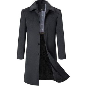 Trenchcoat voor mannen Wol Mixed Double-Breasted Winter Peacoat Business Casual Middellange Bovenkleding (Color : Greyy, Maat : Men-3XL)