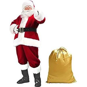 Kerstman Pak Outfits Voor Mannen Volwassen Kerstman Kostuum Kerst Kostuum Cosplay Kleding Compleet 10 Stks Red,3XL