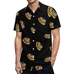 Art Sandwiches Heren Hawaiiaanse shirts korte mouw casual shirt button down vakantie strand shirts 4XL